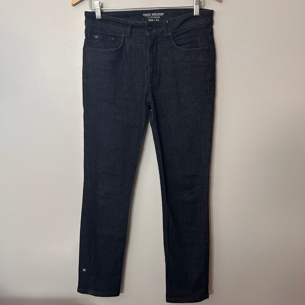 Mack Weldon Jeans Silver Denim Mens 31x30 Dark‎ Blue Wash Slim Fit Stretch